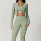 Women's 3-Piece Activewear Set – Sports Bra, Leggings & Long-Sleeve Top