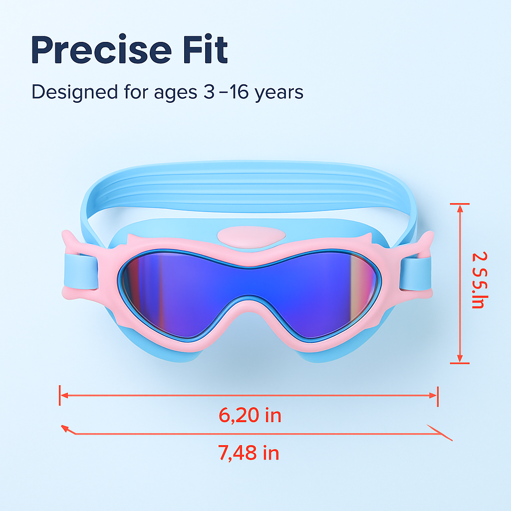 Kids Swim Goggles with Anti-Fog and UV Protection