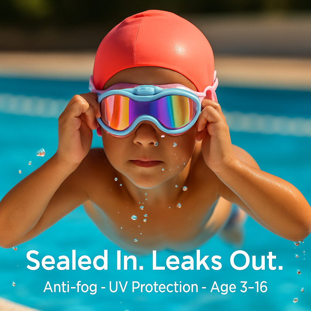 Kids Swim Goggles with Anti-Fog and UV Protection
