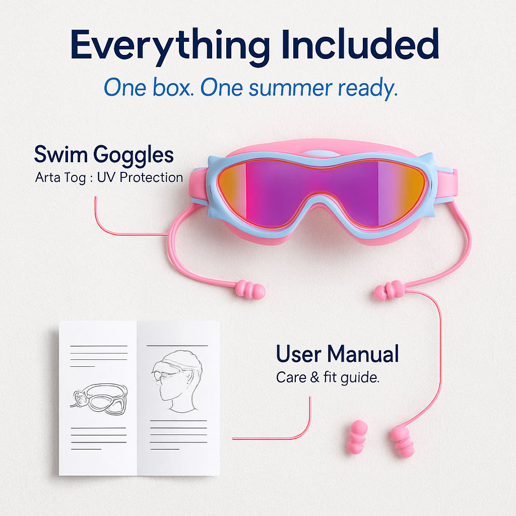 Kids Swim Goggles with Anti-Fog and UV Protection