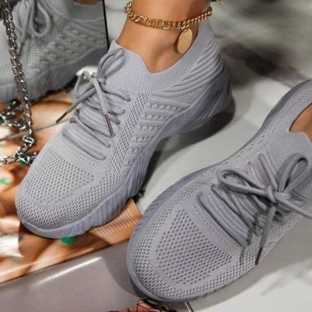 Women’s Red Platform Mesh Sneakers