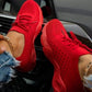 Women’s Red Platform Mesh Sneakers