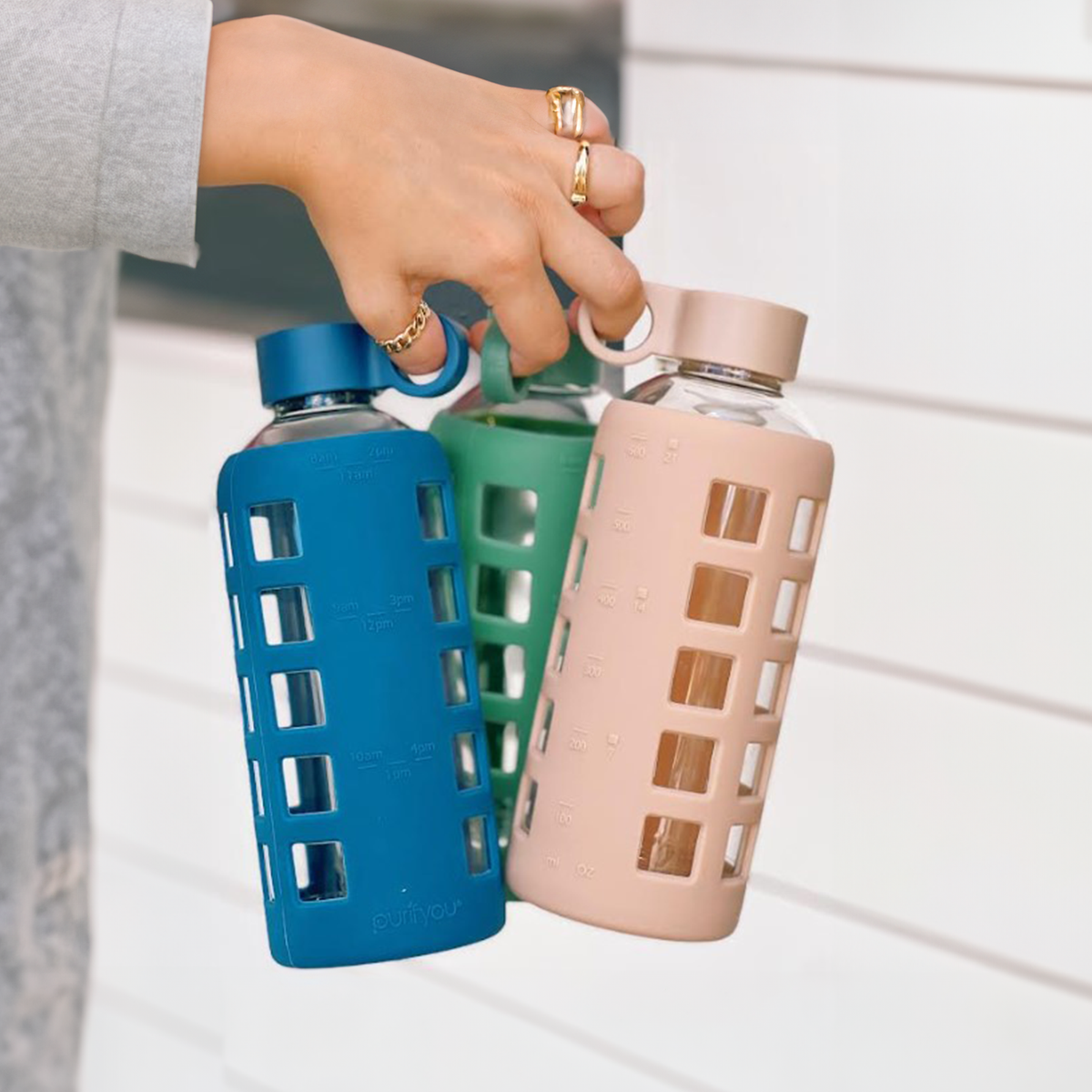 purifyou Glass Water Bottles – Reusable Leak-Resistant Hydration Bottles